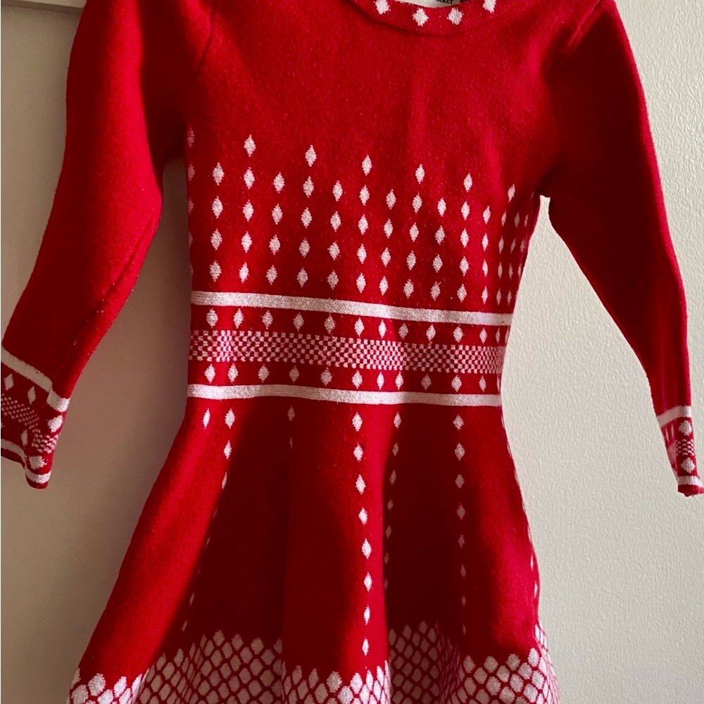 Wool Red and White Kids Dress 3T perfect for Christmas party